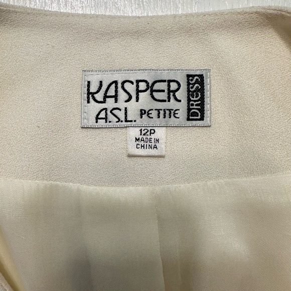 Kasper A.S.L. Petite Ivory Dress Blazer Jacket 12P Asymmetrical Button Front - Picture 9 of 10